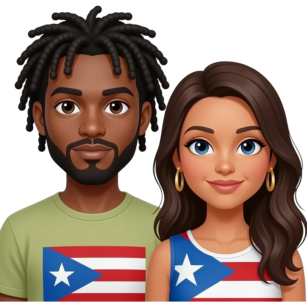 Black man with dread locs and Puerto Rican women emoji