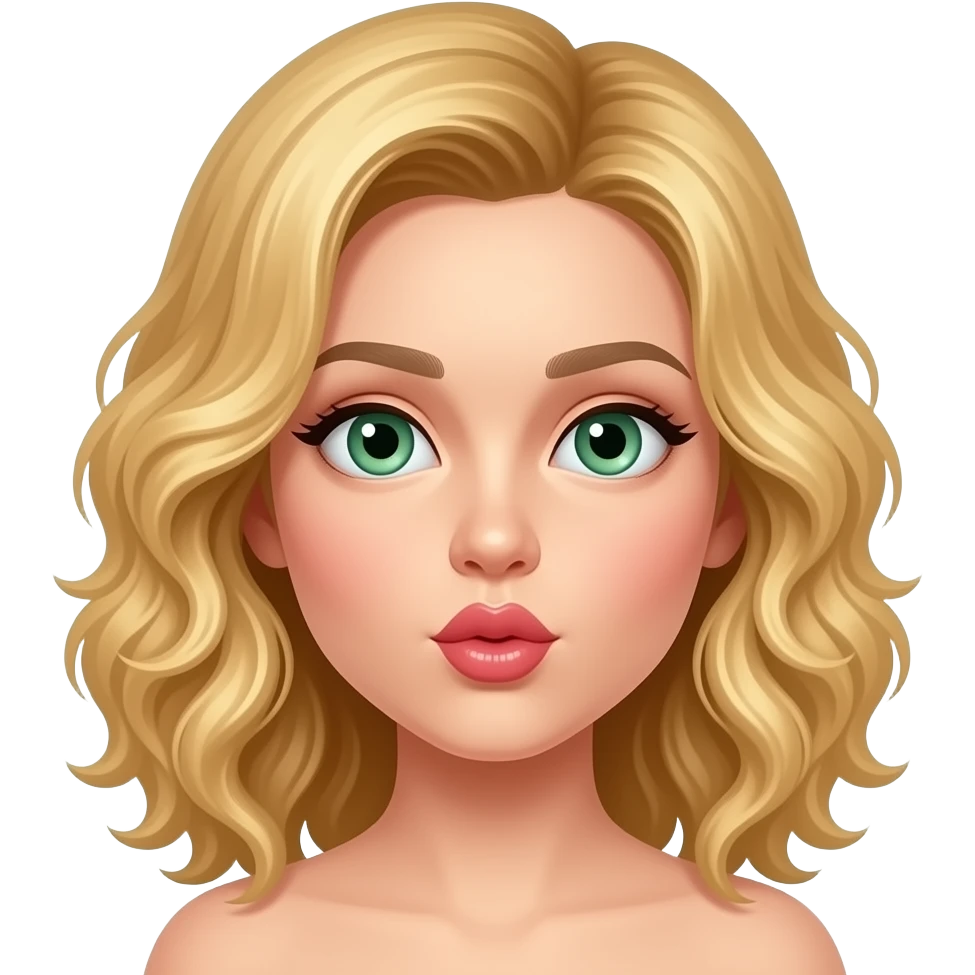 Rubia pelo rizado ojos verdes mandando un beso emoji