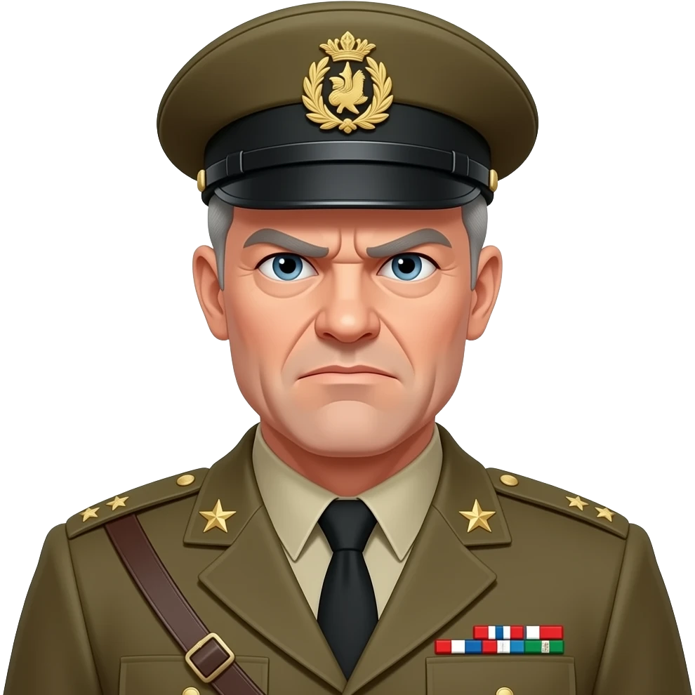 A stern frowning man, drill sergeant, slightly gray hair emoji