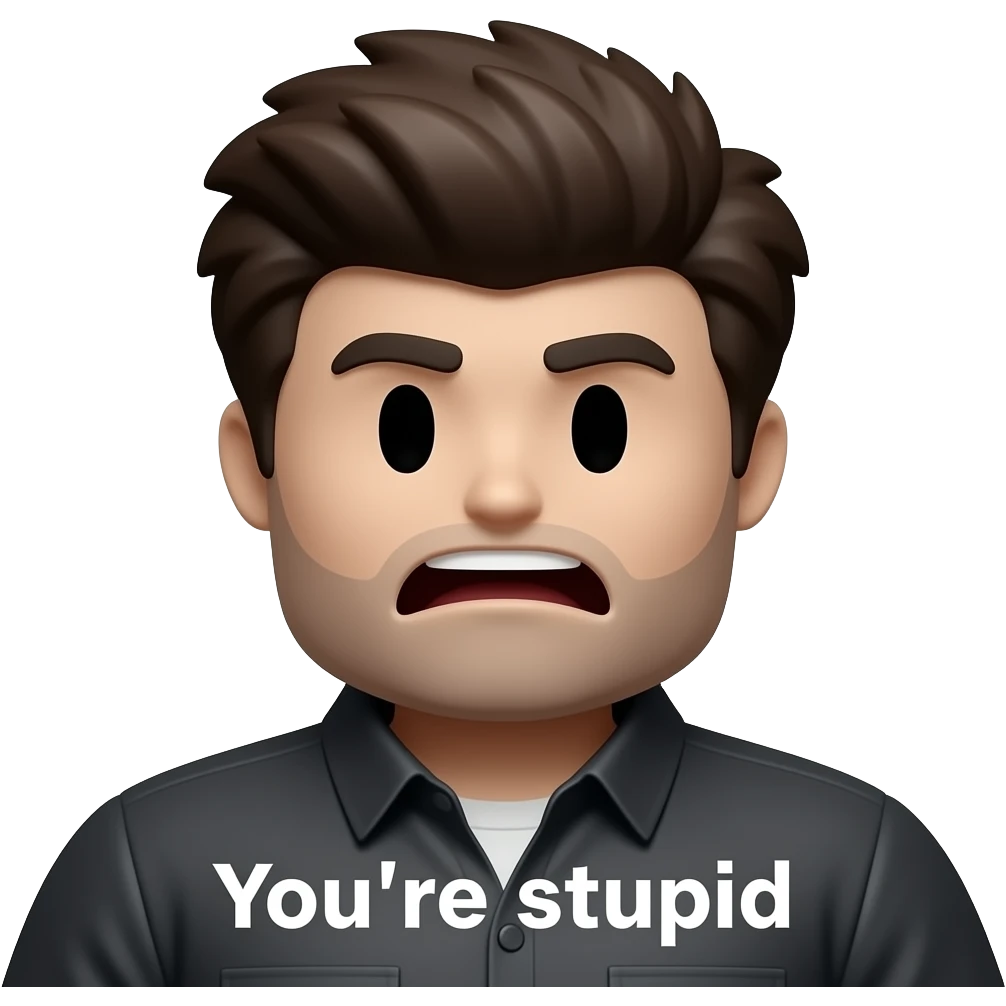 Roblox character Roblox doomsday style on RobloxPocoyo doomsday saying do you are have stupid? emoji