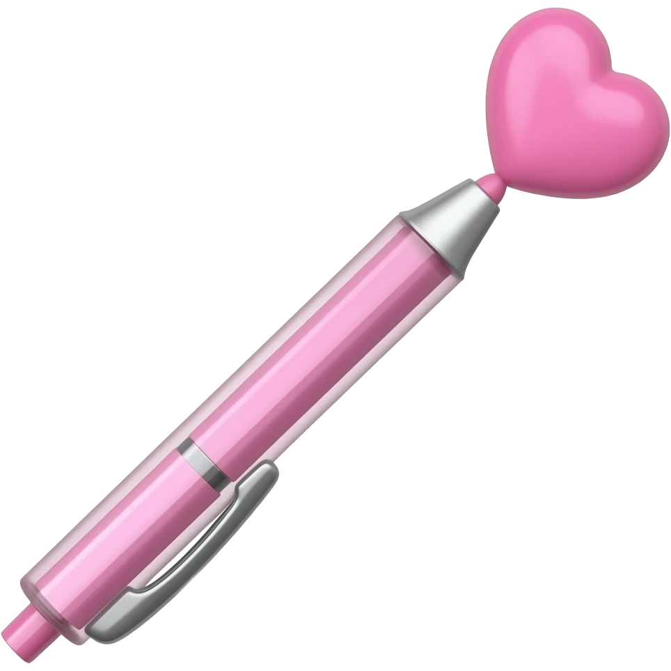 girly pink pen with heart on the end emoji