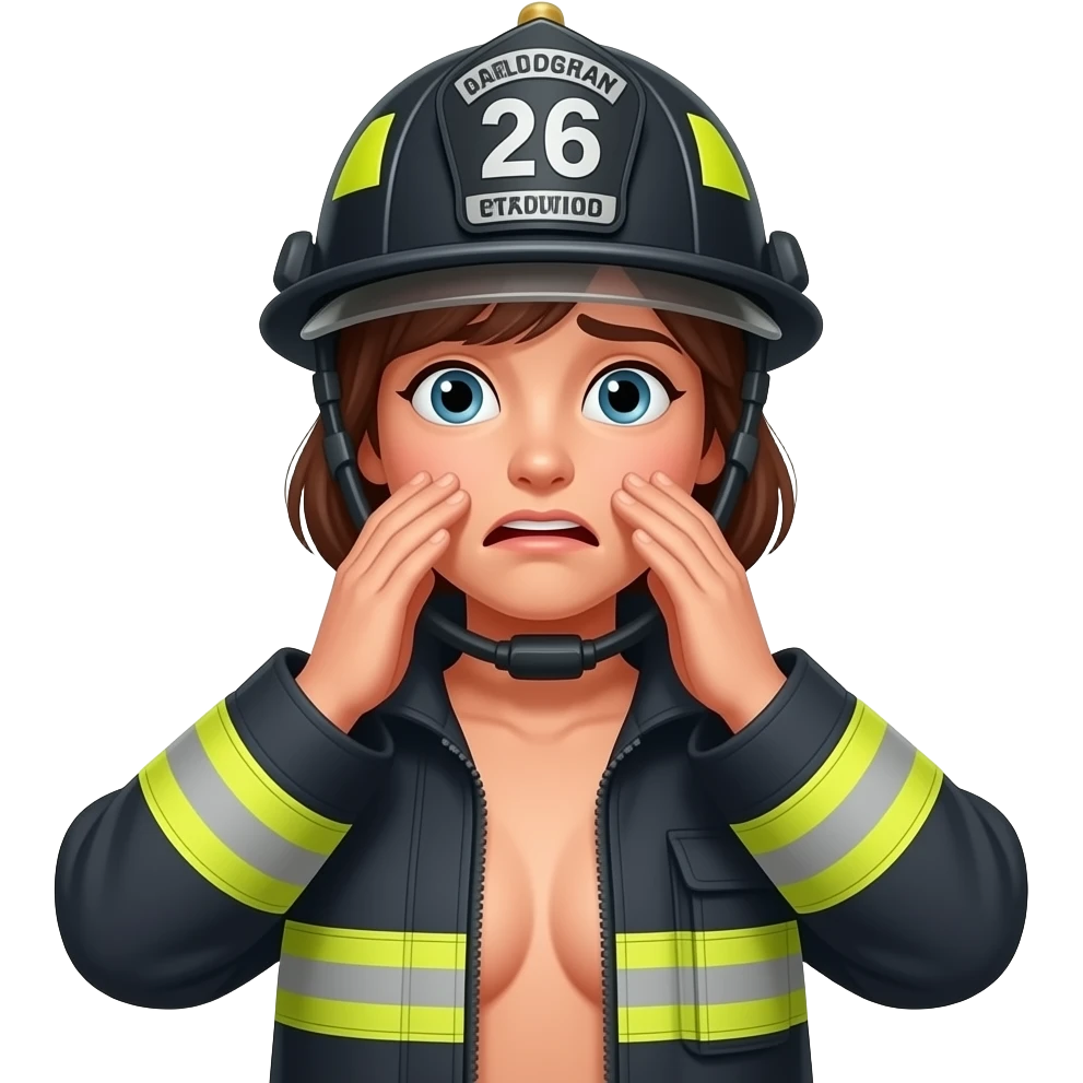 Firefighter woman naked and embarrassed emoji