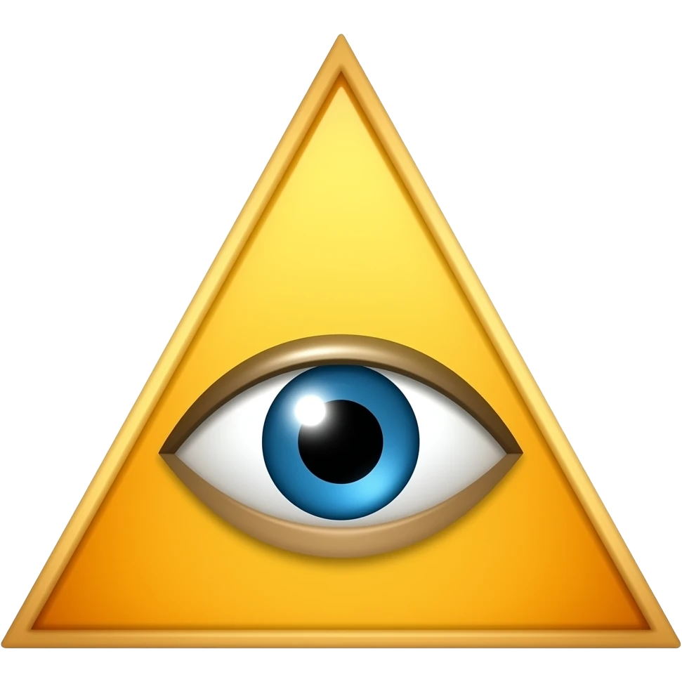All seeing eye triangle yellow with one single big eye yellow emoji