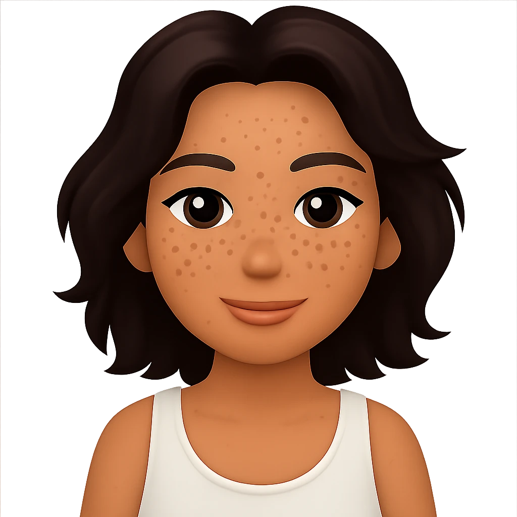 turn the second man in emoji style of the 1st image, match the facial features and match dressing style of the 2nd image, she is wearing white tank top emoji