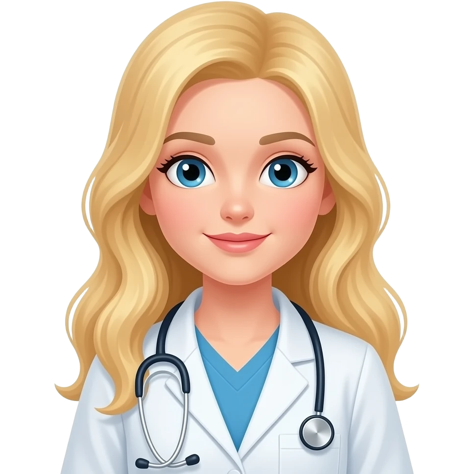 girl doctor long hair blonde emoji