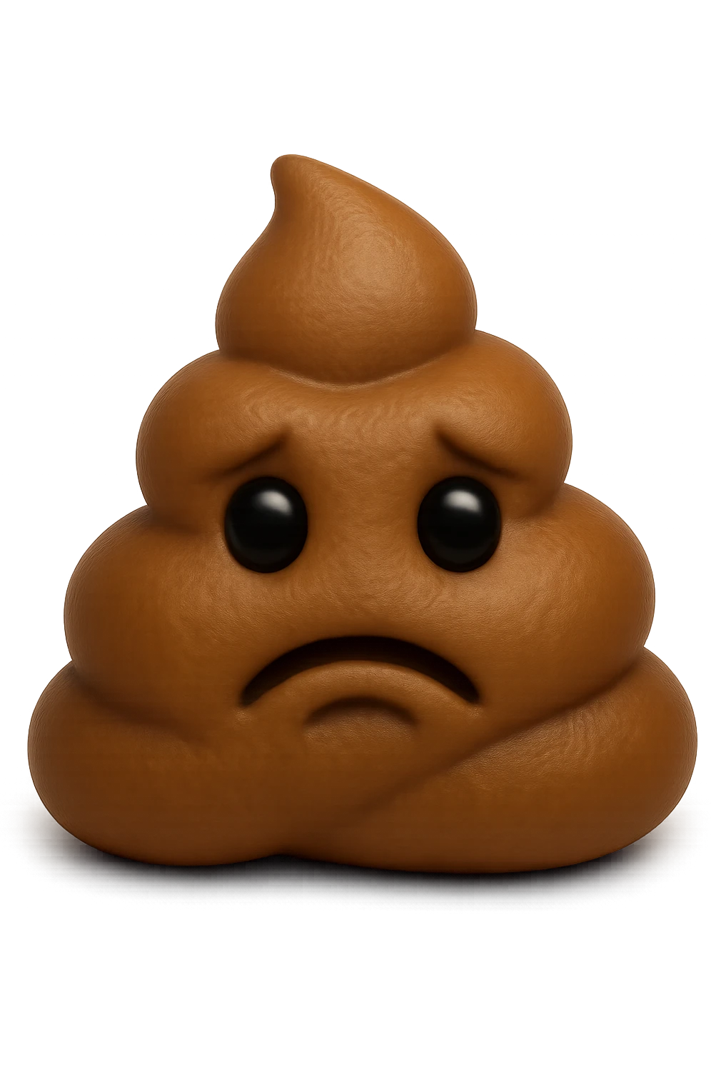 EMOJI STILE IPHONE 3D DI UNA MONTAGNETTA DI FECI A PALLINE CON ESPRESSIONE TRISTE, IPERREALISTICO 4K emoji