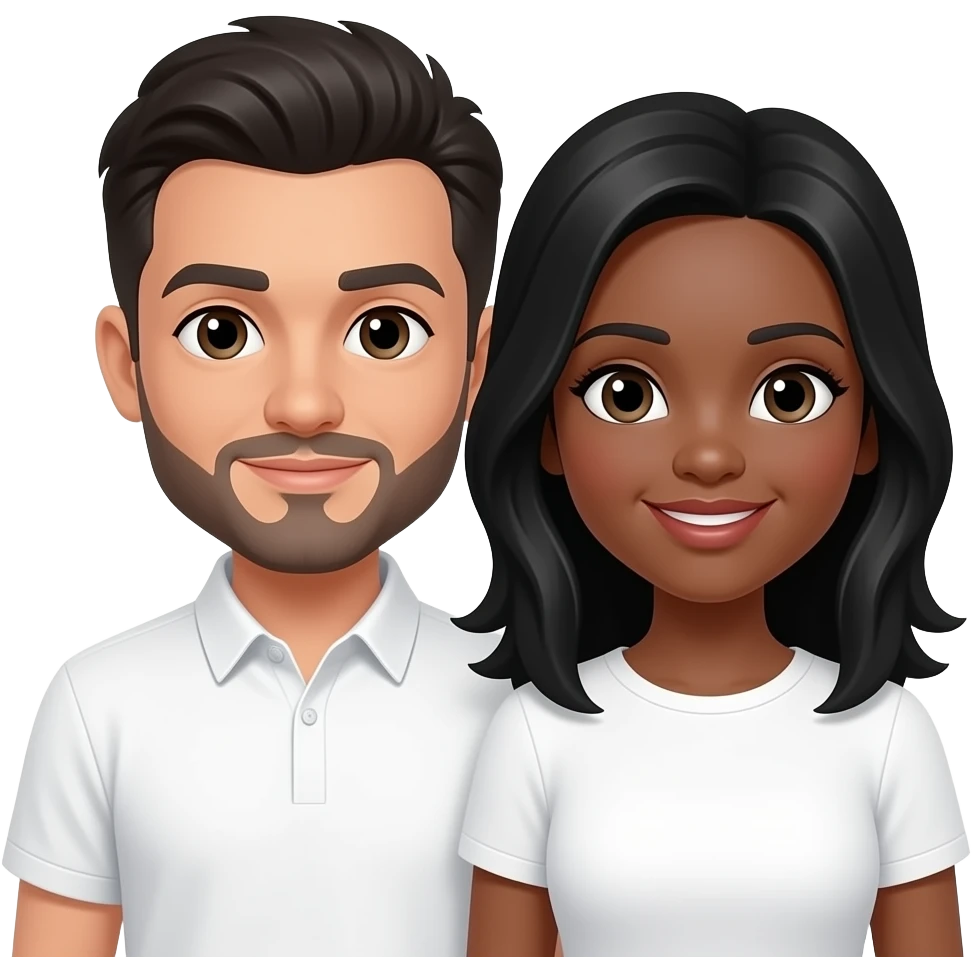 add two black couples wearing white emoji