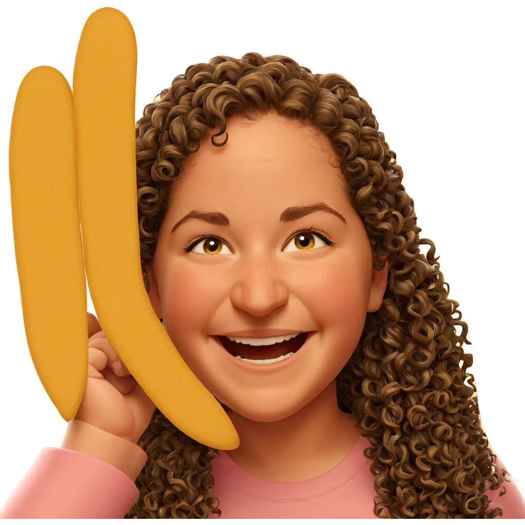 smiling girl with curly hair emoji