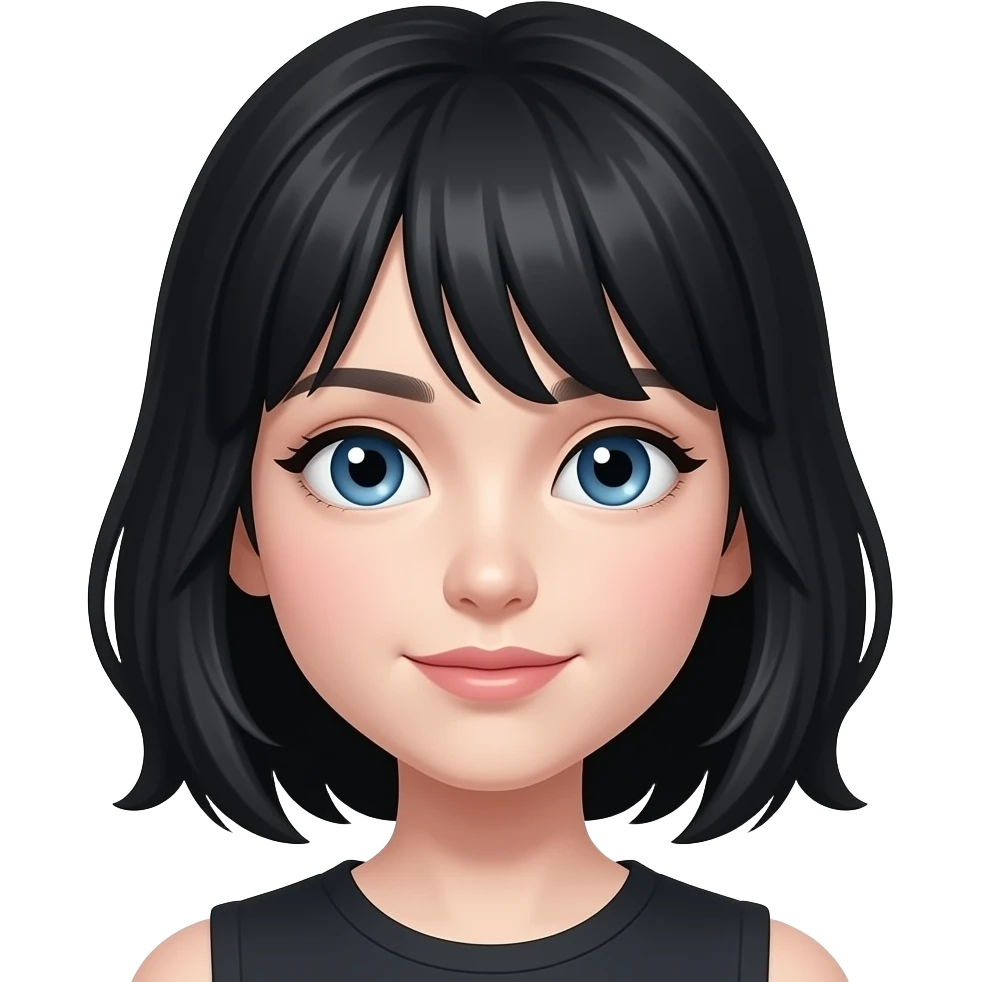 fille yeux bleus cheveux noirs et peau blanche pâle emoji