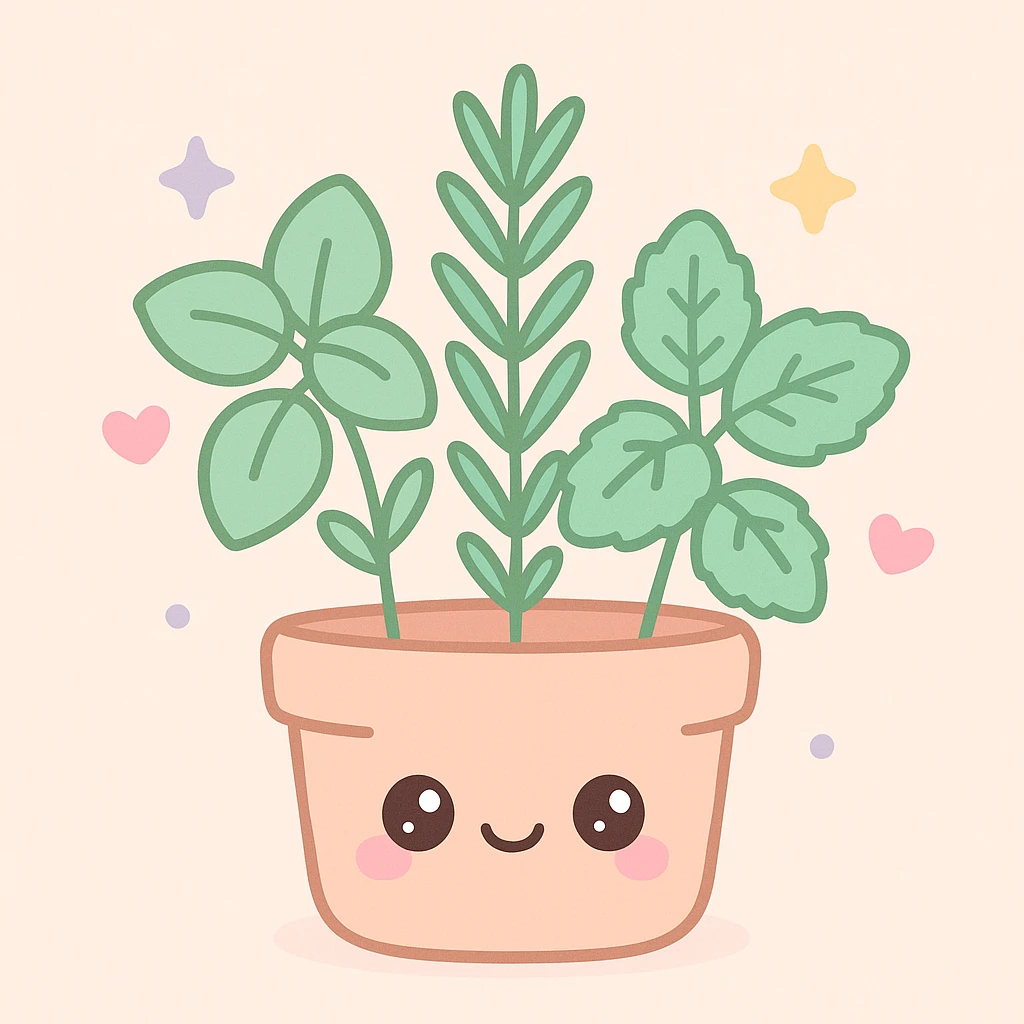 herbs, kawaii style emoji