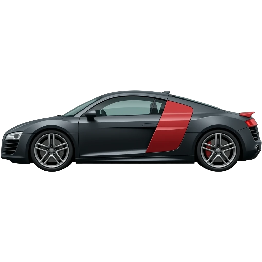 Svart og litt rød Audi r8 men litt fra siden å mer emojiete emoji