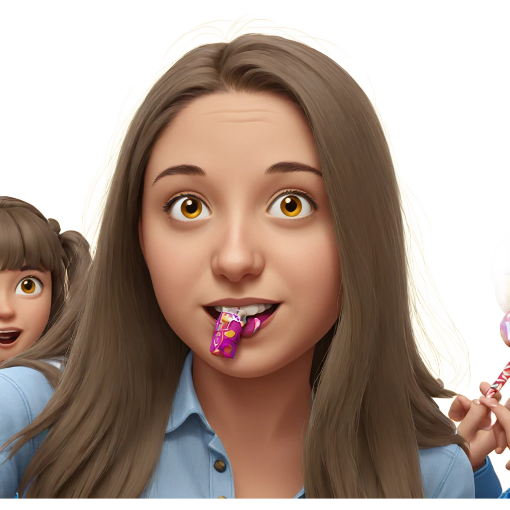 girls enjoying candy together emoji