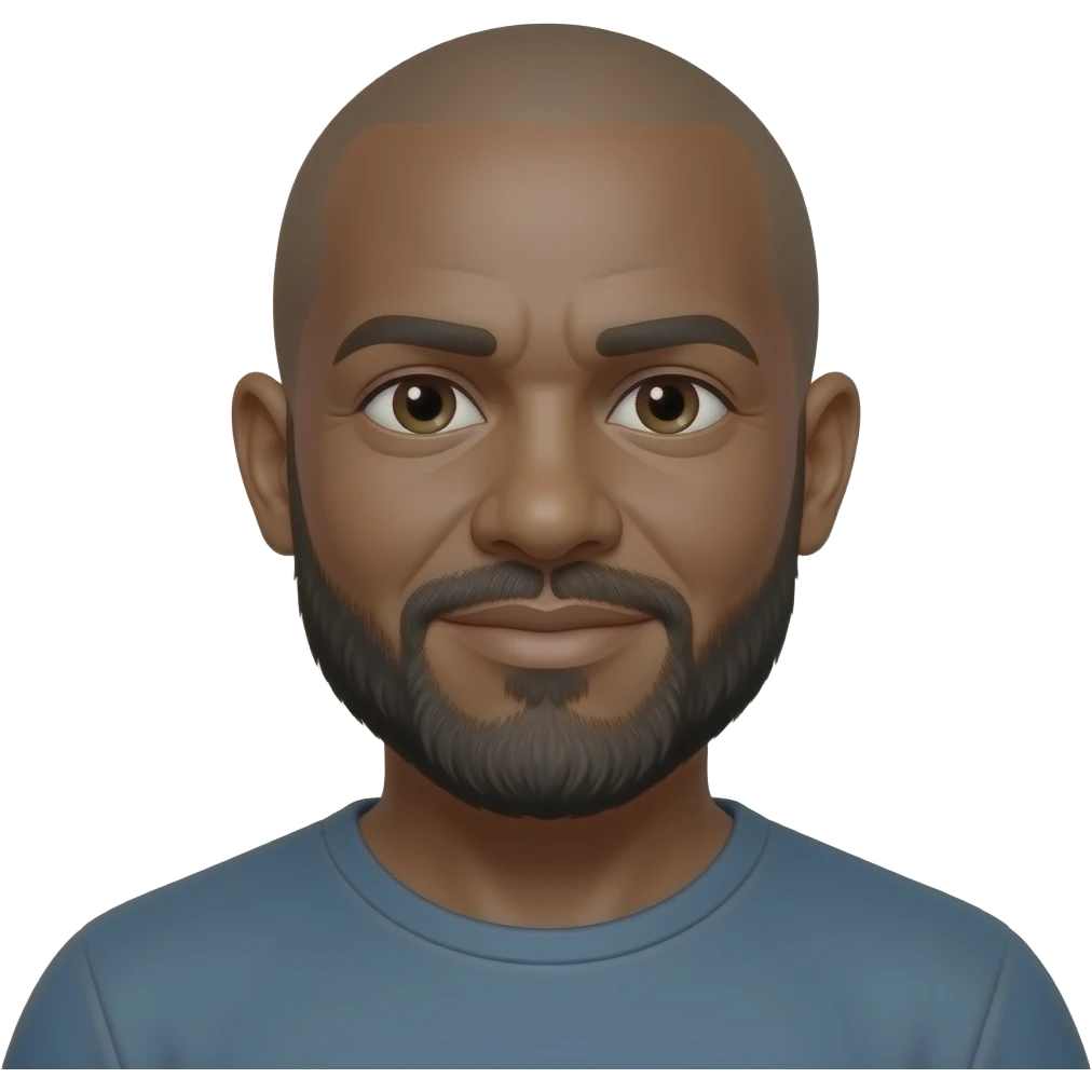 55 year old black male bearded and bald headed emoji