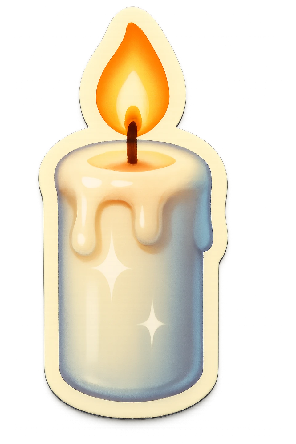 white candle, retro stickers style emoji