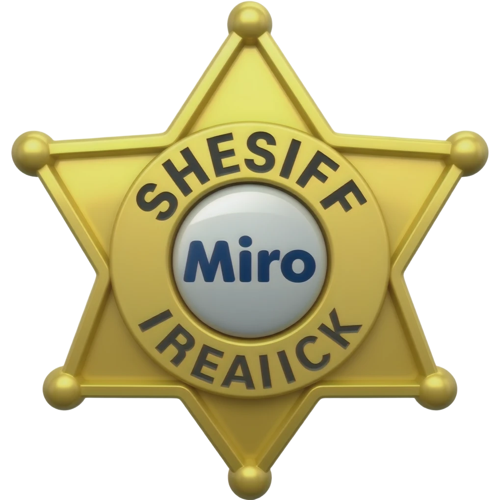 Make me a sherriff badge with the miro logo in the center emoji