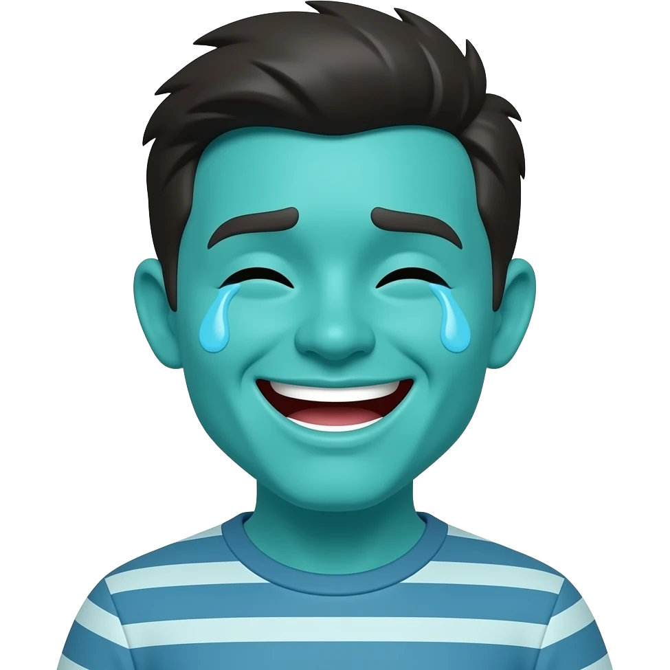 silly laughing teal colour with laughing tears emoji