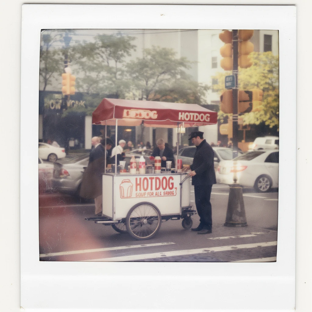 hotdog seller in New York with cart emoji