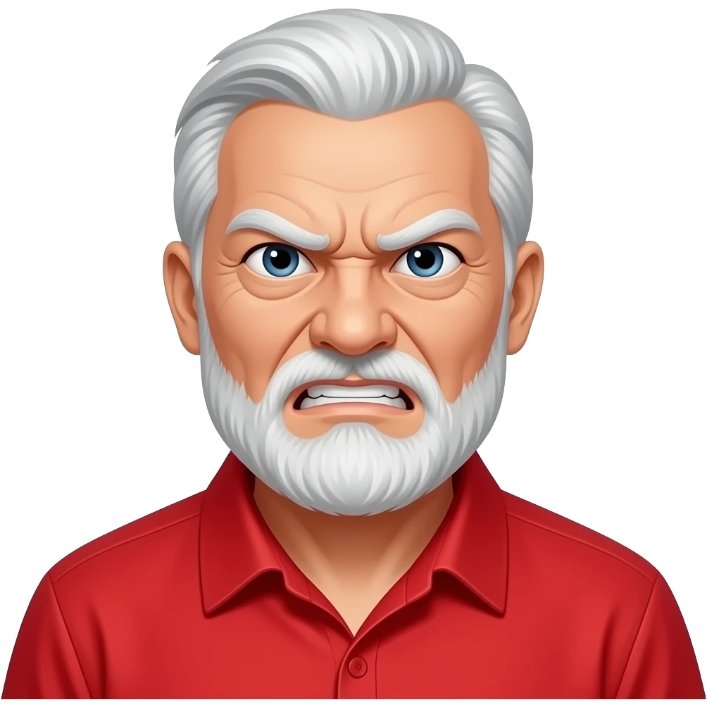 old man with vibrant red shirt angry emoji