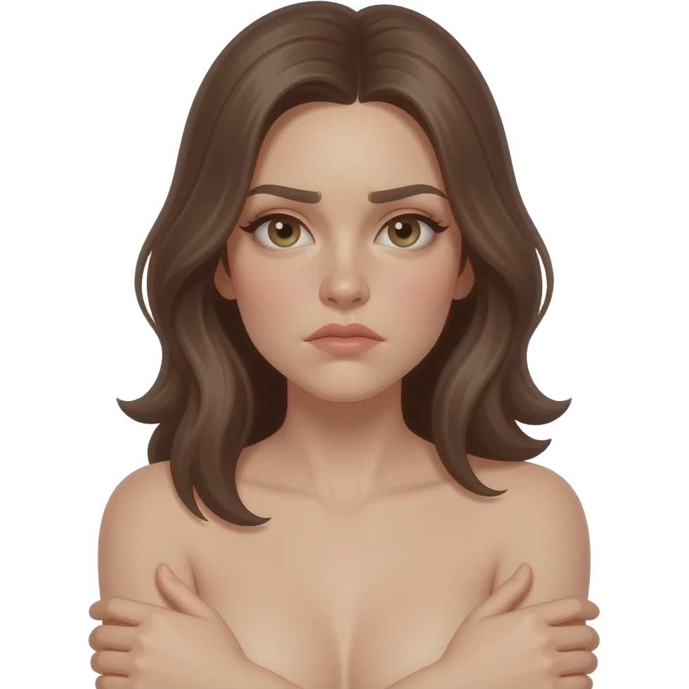 emoji of a naked shrugging woman that doesn't care emoji