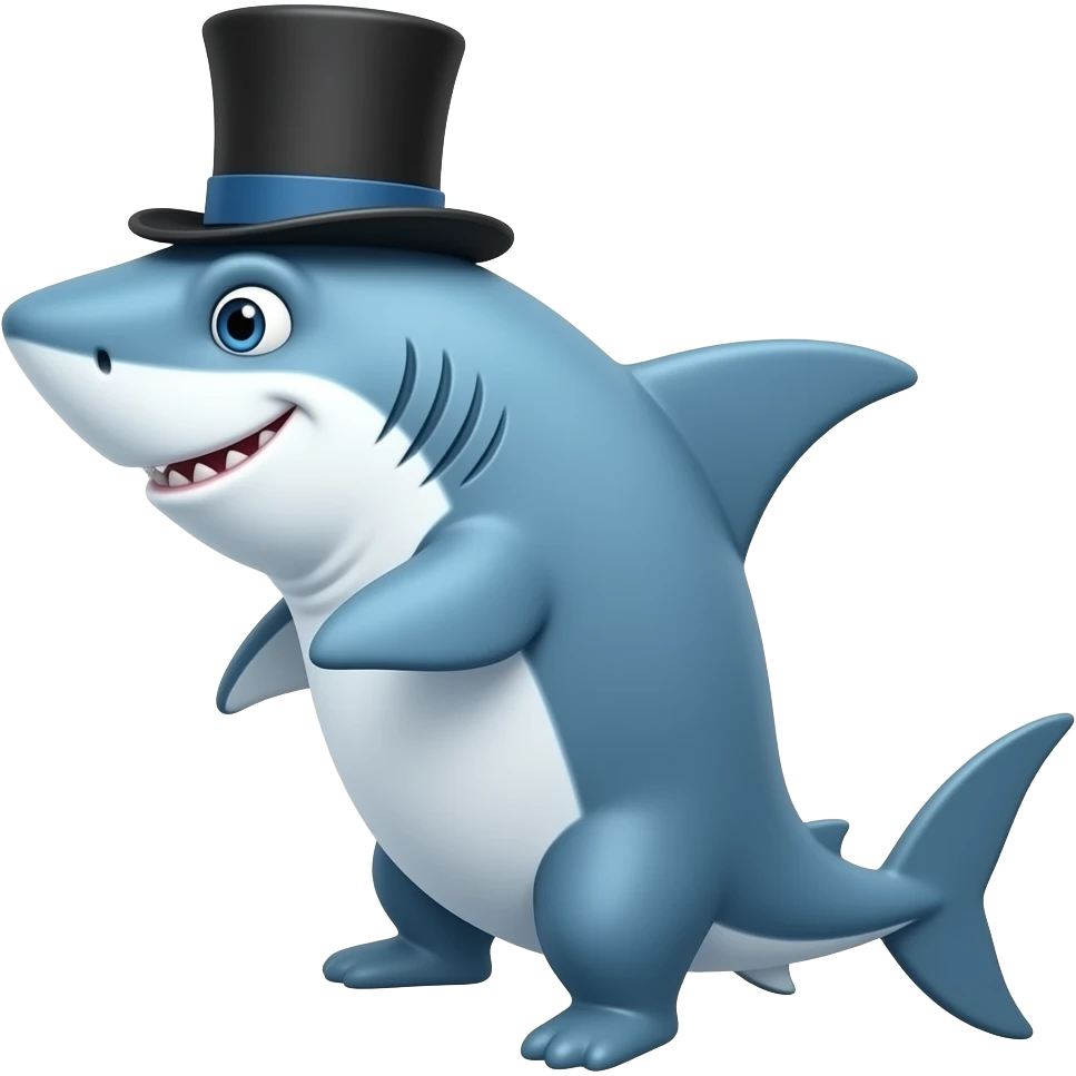 Shark with a top hat emoji