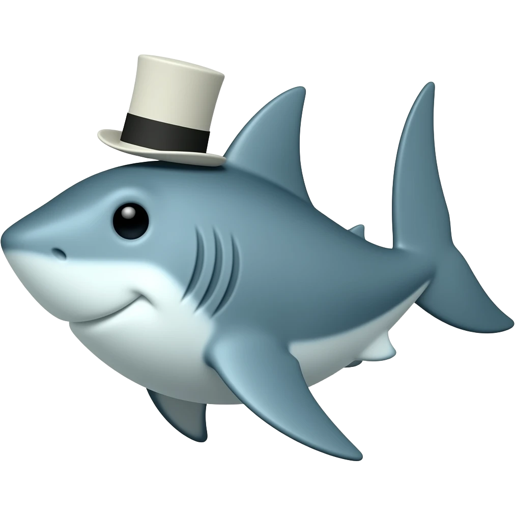 Shark with a top hat emoji