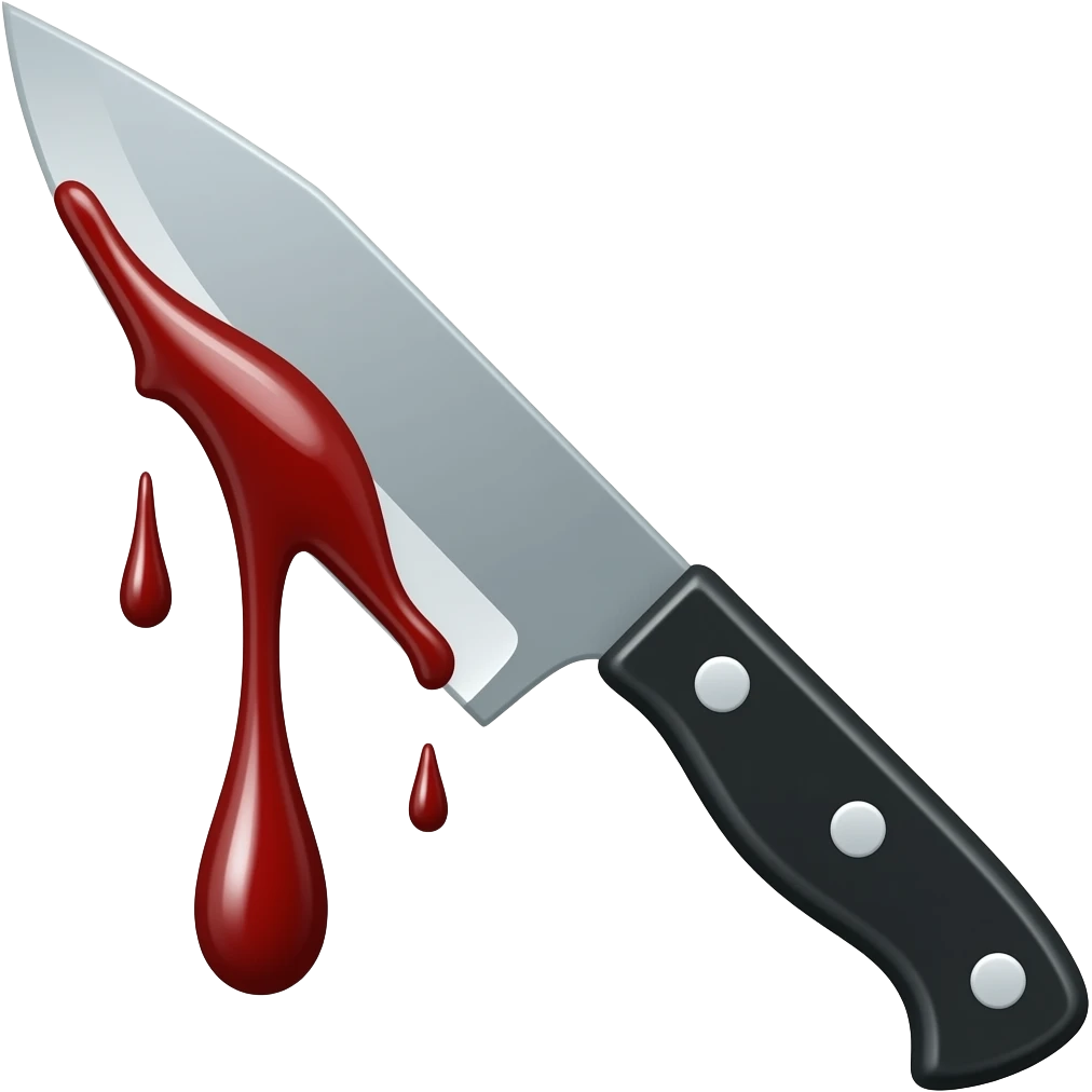 emoji very sharp knife with blood dripping off it and a black handle single emoji