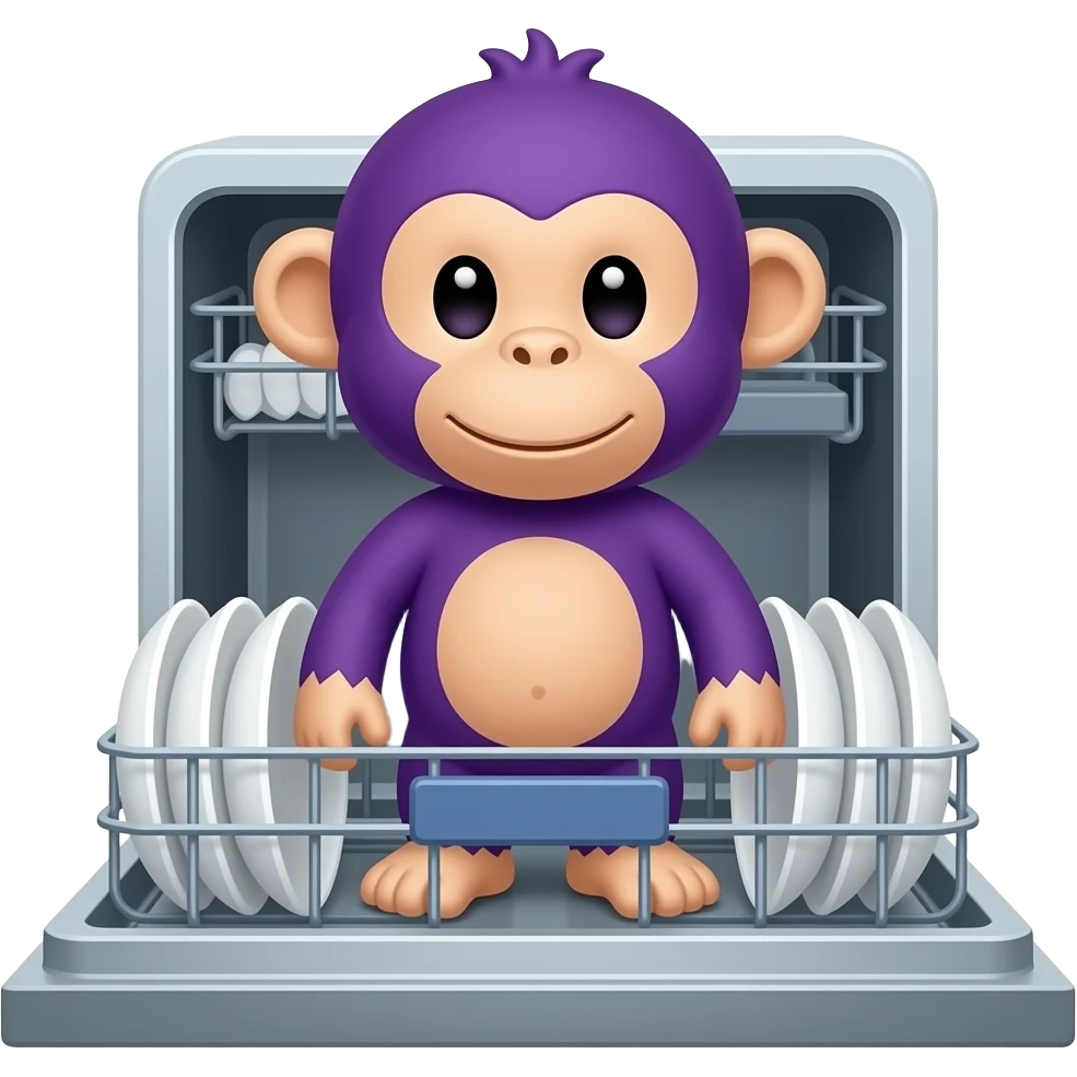 Purple monkey in a dishwasher emoji