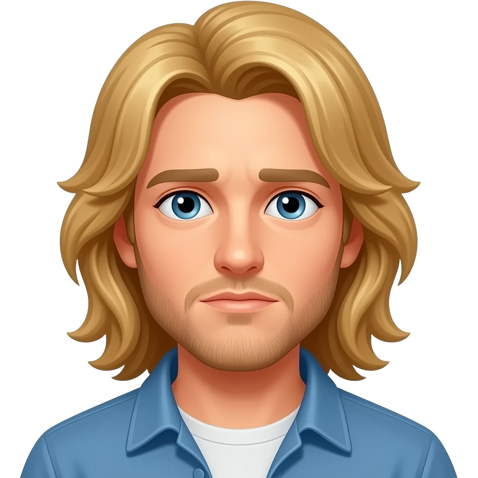 Грустный мужчина блондин с длинными волосами emoji