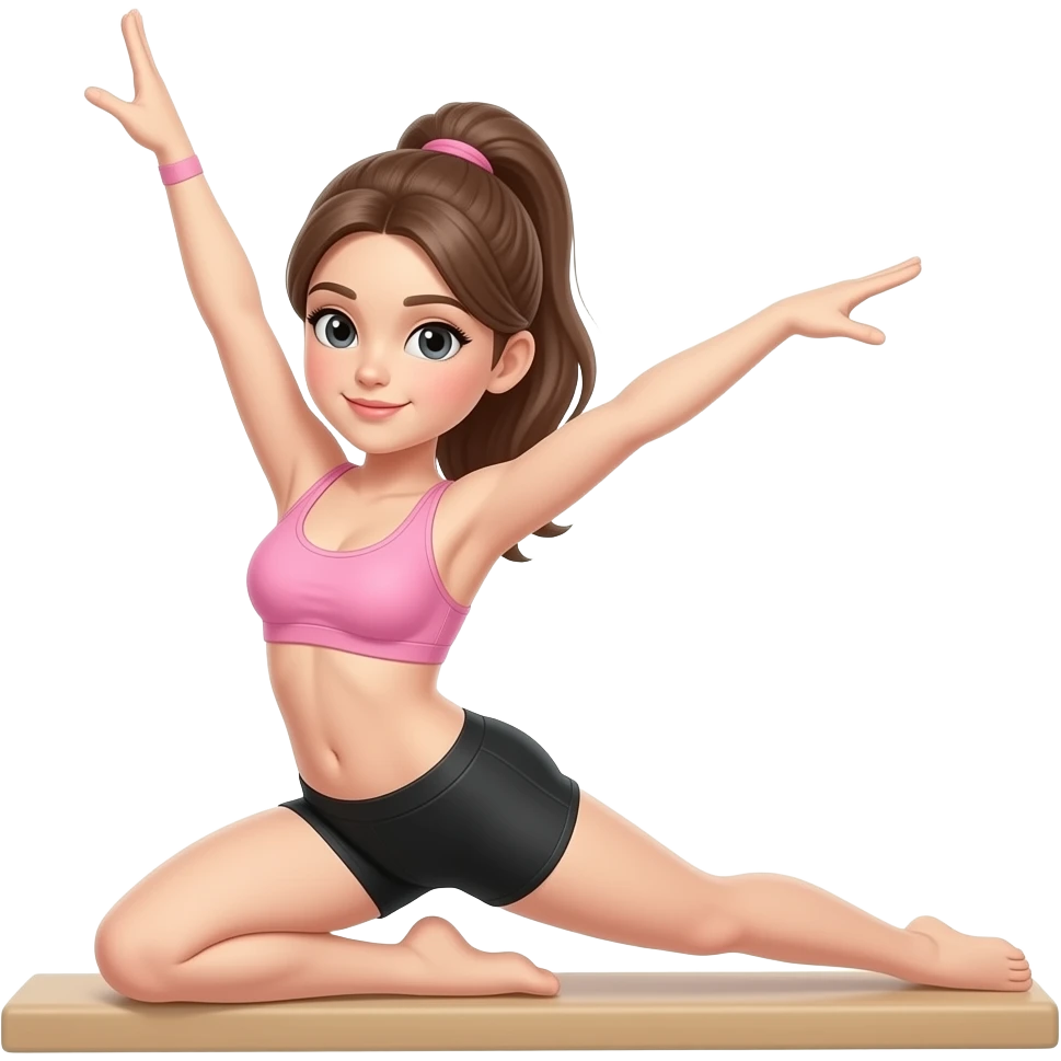 une fille quI fait de la gym , brassière rose short noir emoji