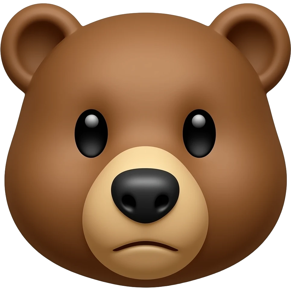 Bear 25 years old straight front head closed mouth emoji