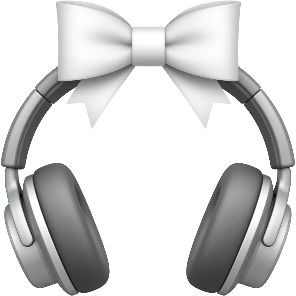 Fone de ouvido com laço branco emoji