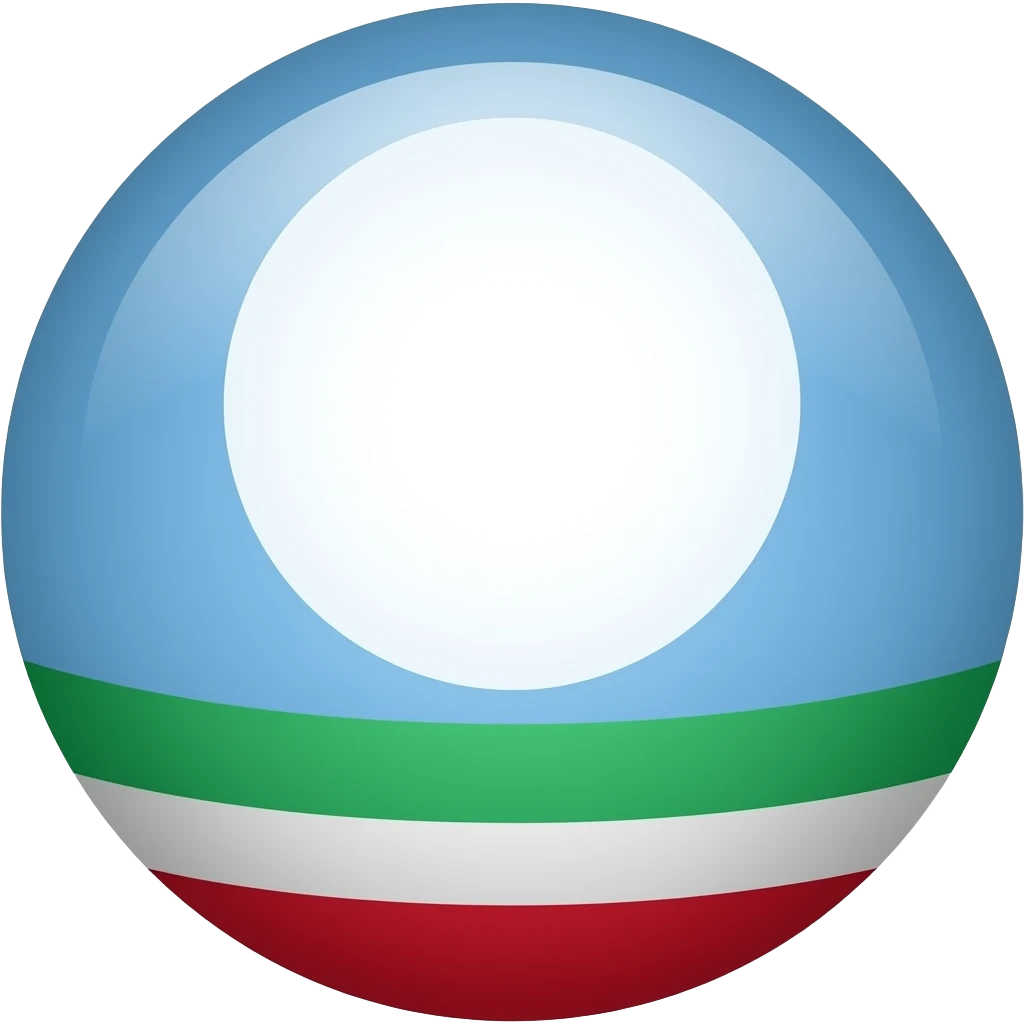 голубое небо без облок 1 белый круг в середине 1 красная полоса в низу 1 зелёная полоса выше красной полосы 1 белая полоса ниже зелёной полосы в виде флага одна зелёная полоса emoji