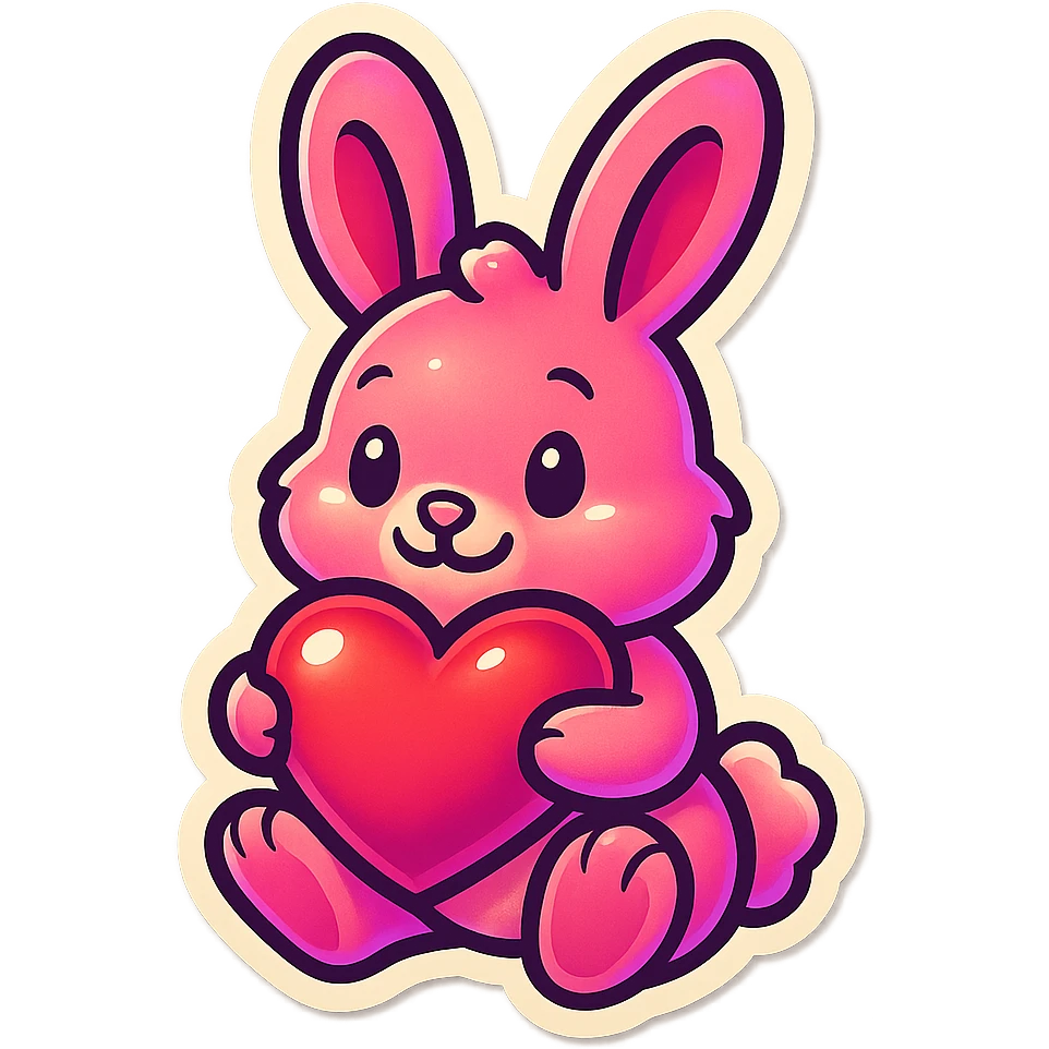 pink bunny holding heart emoji