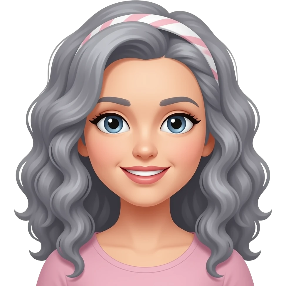 Gray curly hair woman with a headband emoji