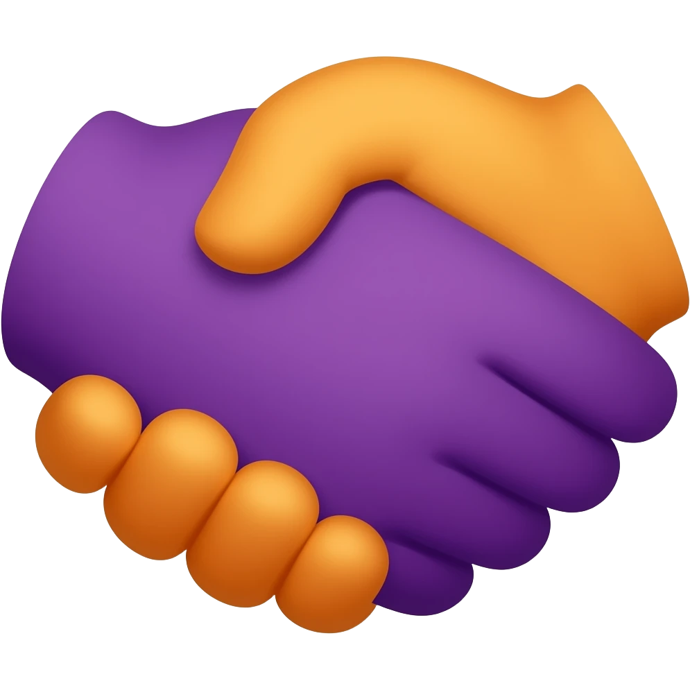 Emoji of teamwork  in purlpe and orange emoji