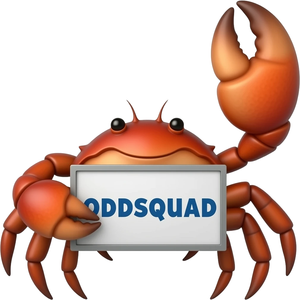 Crab holding a sign sayong ODDSQUAD emoji