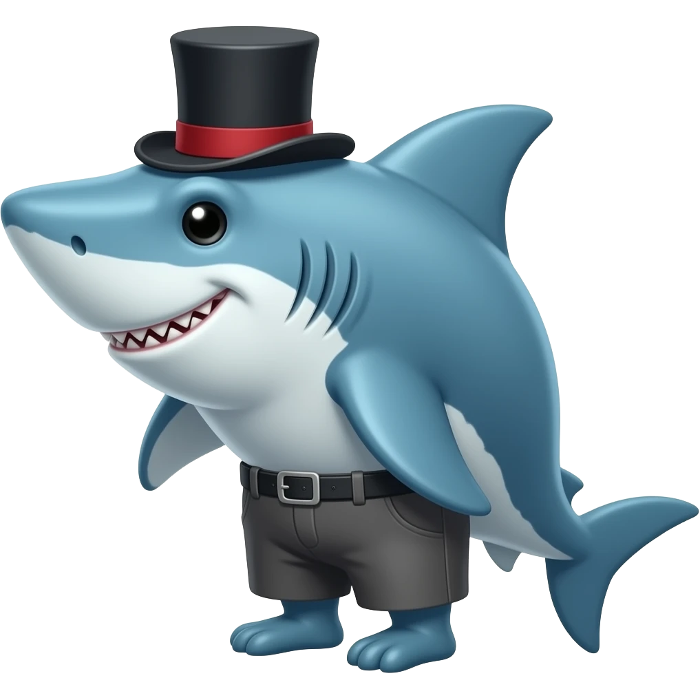 Shark with a top hat emoji