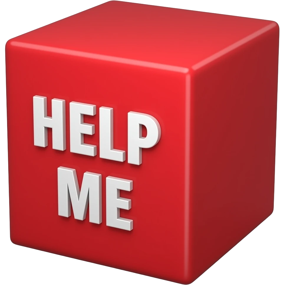 A box that says HELP ME in it and the color of the box is red emoji