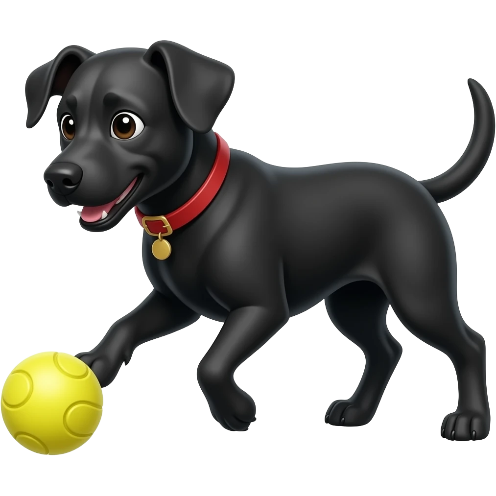 A BLACK DOG WITH YELLOW BALL SQUARE emoji
