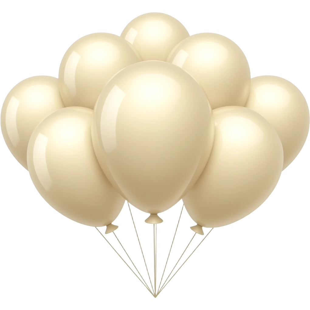 Cinematic realistic looking beige birthday ballons emoji