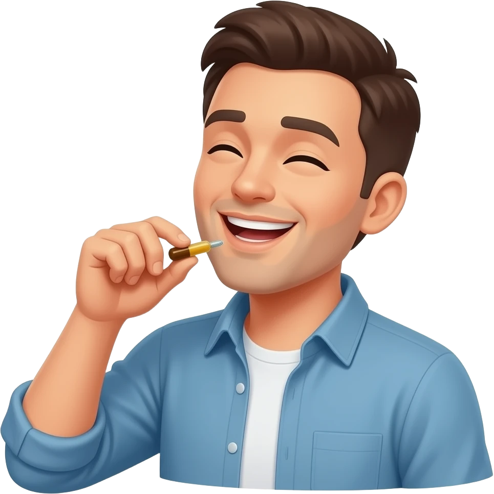 Person enjoying getting high on drugs emoji