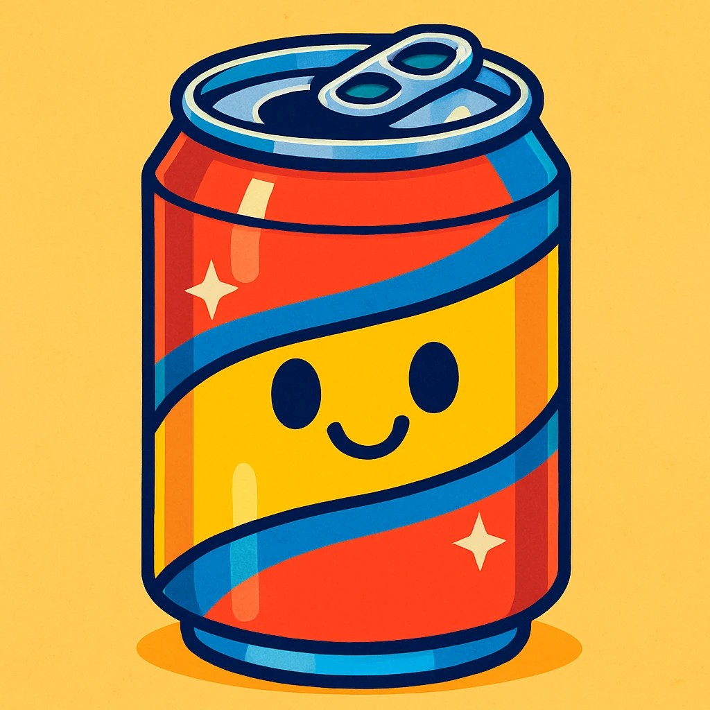 a soda can, vibrant and playful style emoji
