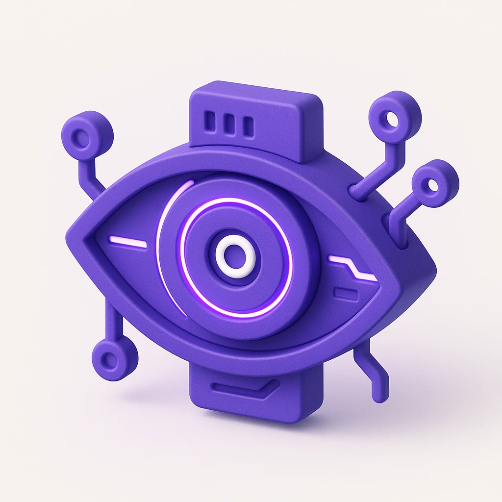 cyber eyes with neon purple highlights, cyberpunk aesthetic, tech details emoji
