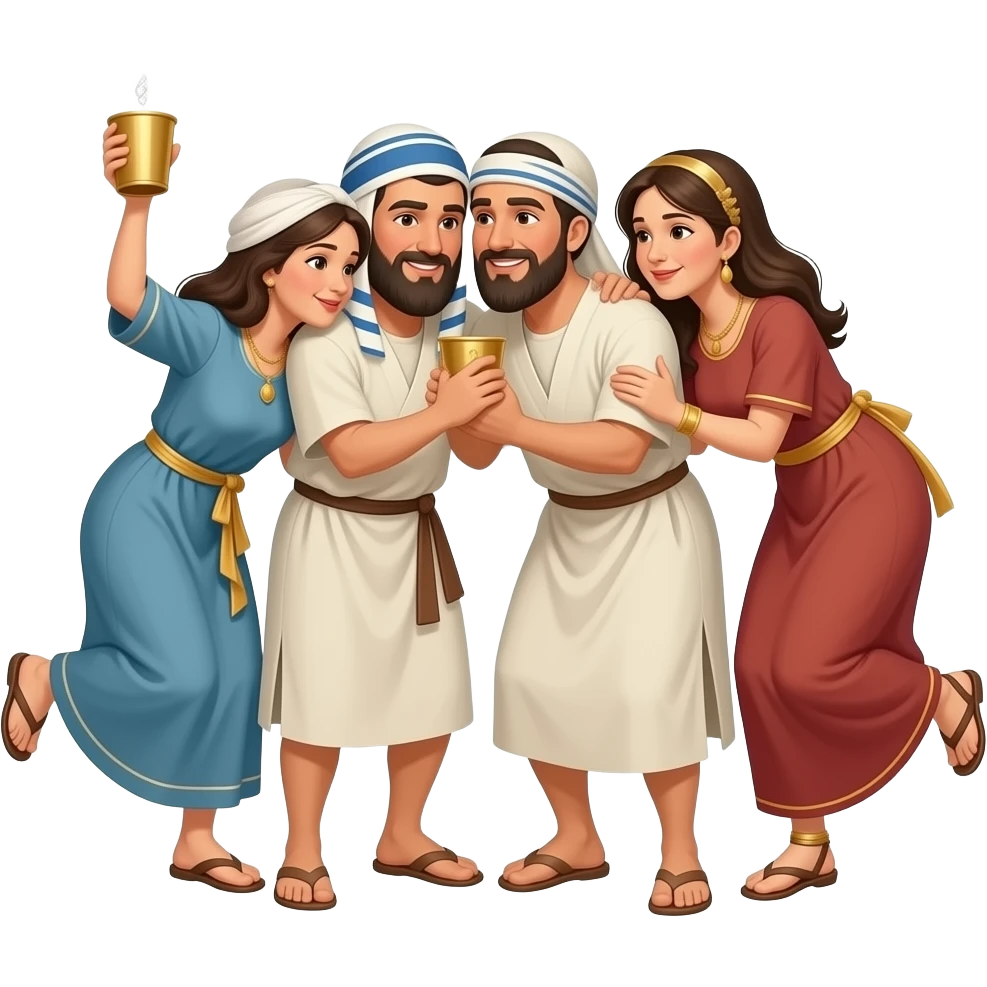 Hebrew men and women from ancient biblical times humping each other and partying emoji