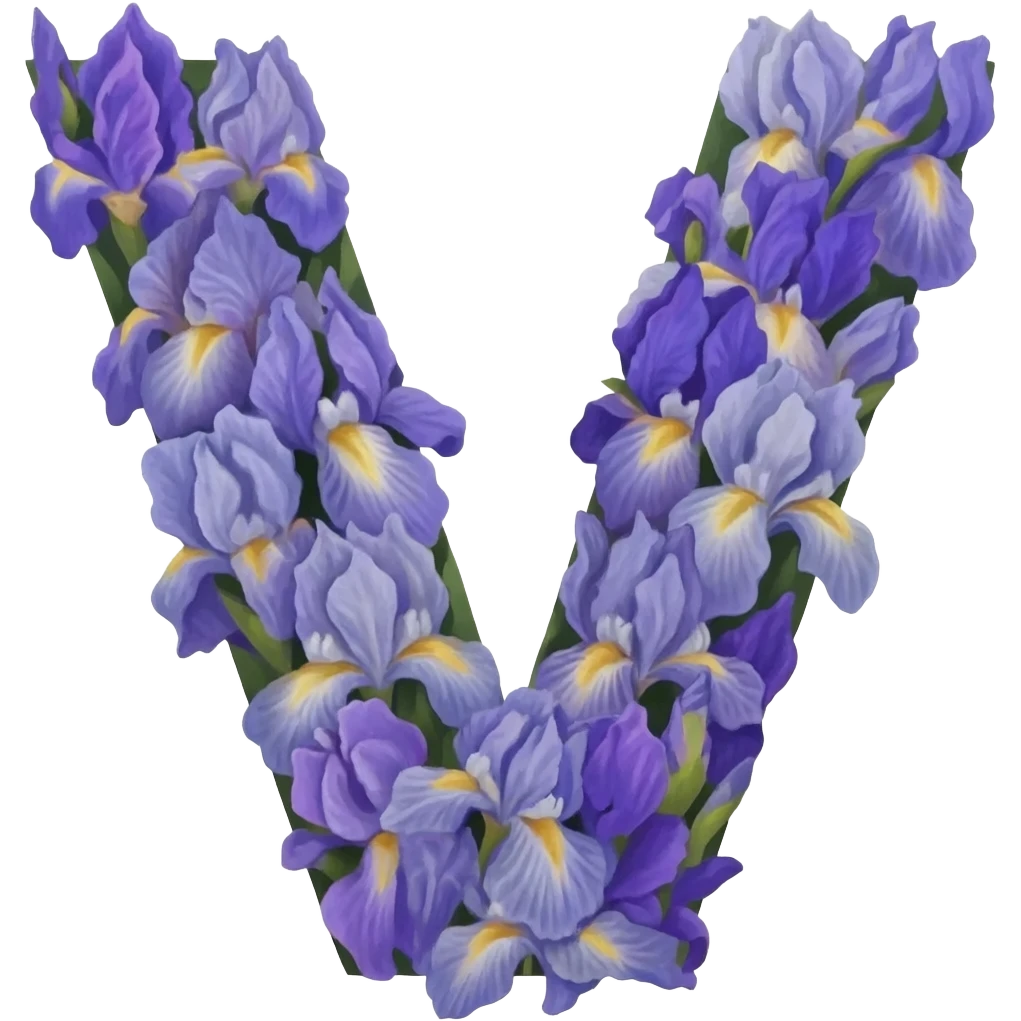 БУКВА V С ИРИСАМИ emoji