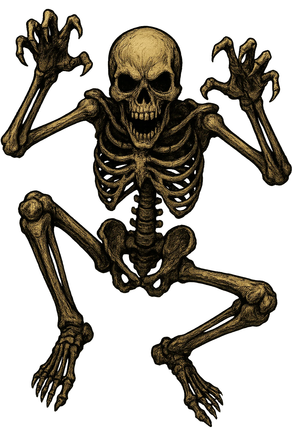 Halloween skeleton, make scary position, remove background   emoji