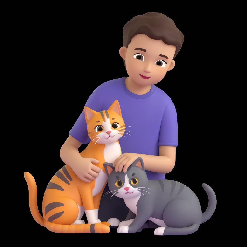 boy and cat pet emoji