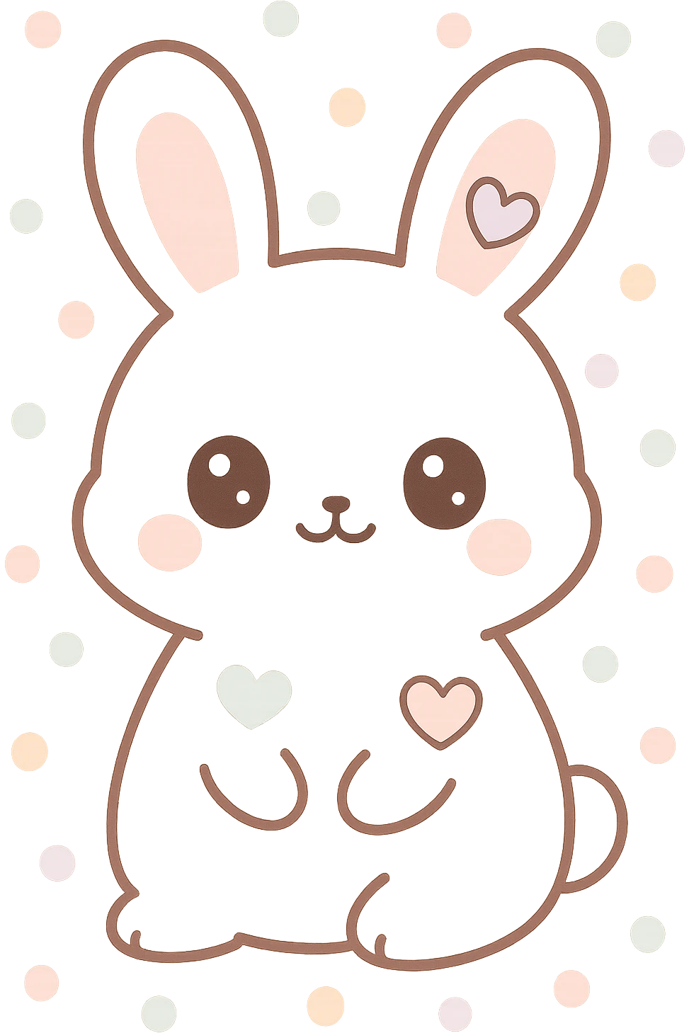 kawaii bunny with white fur and hearts, cute expression, pastel colors, soft outlines emoji