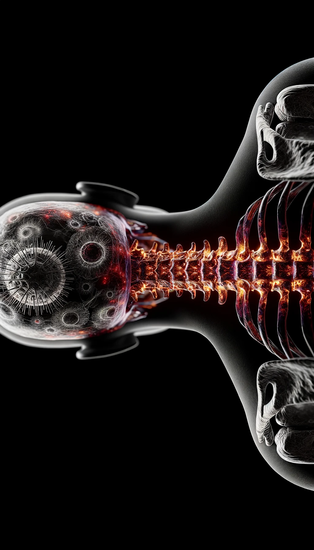 corpo umano anatomico di spalle e fisico storto, spina dorsale in evidenza, dolore alla schiena su un lato, iperrealistico 4k emoji