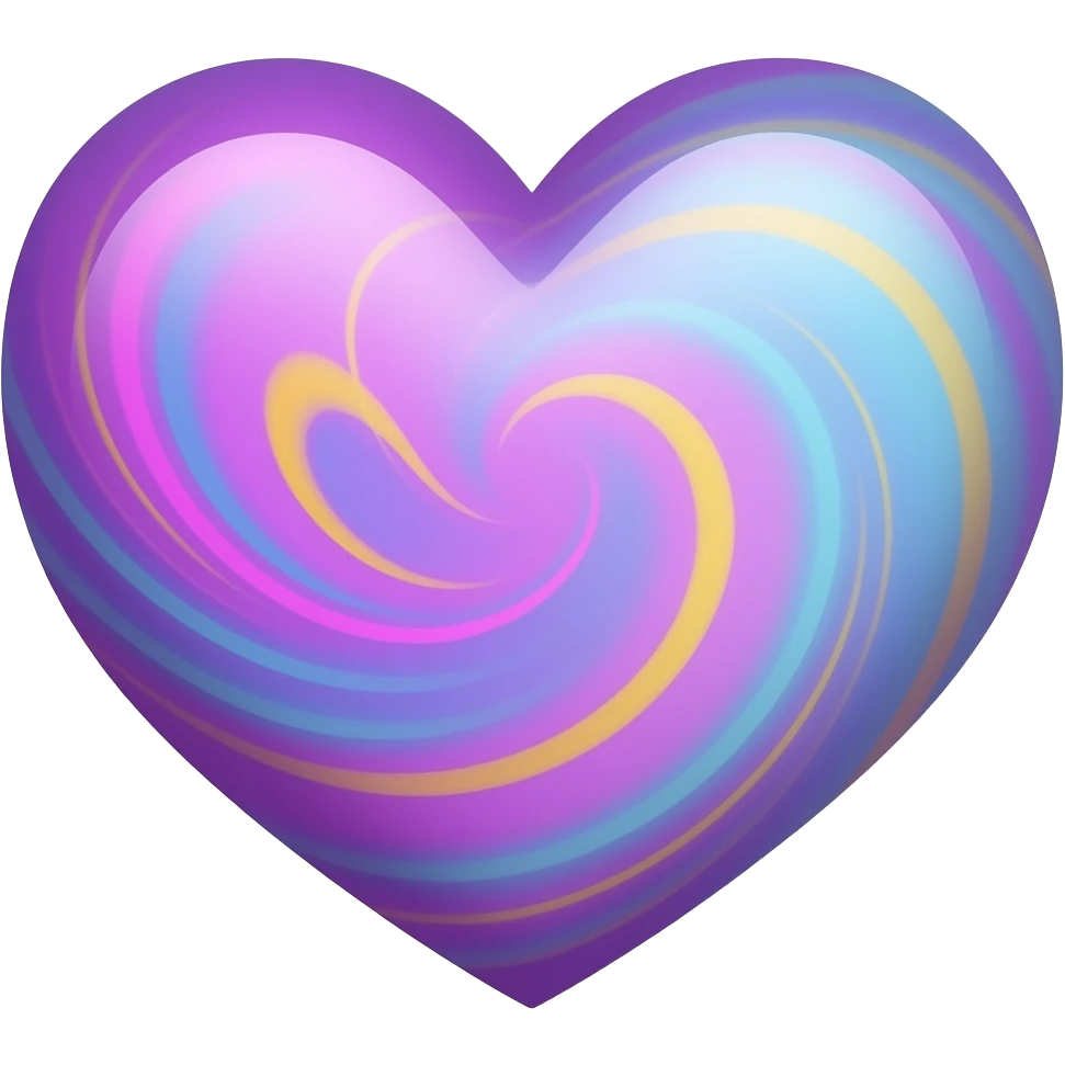 Purple, pink, blue, yellow swirl in a heart emoji